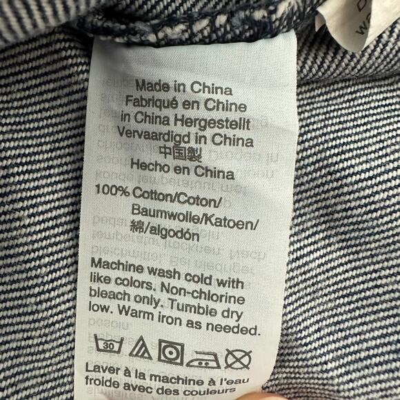 Madewell Womens Size(S) Blue Denim Ruffle Detail Cotton Blouse Top Cropped - Picture 4 of 8